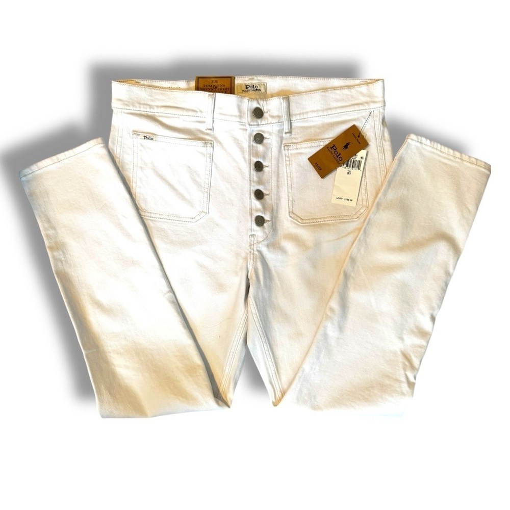 Polo Ralph Lauren Tompkins High Rise Skinny Ankle Jeans White Size 31 NWT - Picture 2 of 8